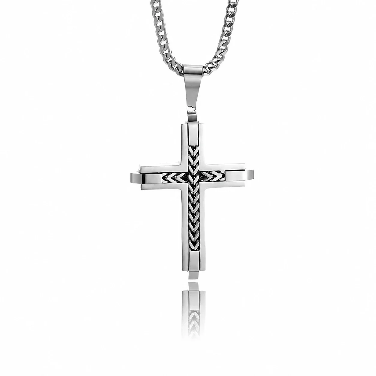 Bold 316 Stainless Steel Cross Pendant Necklace