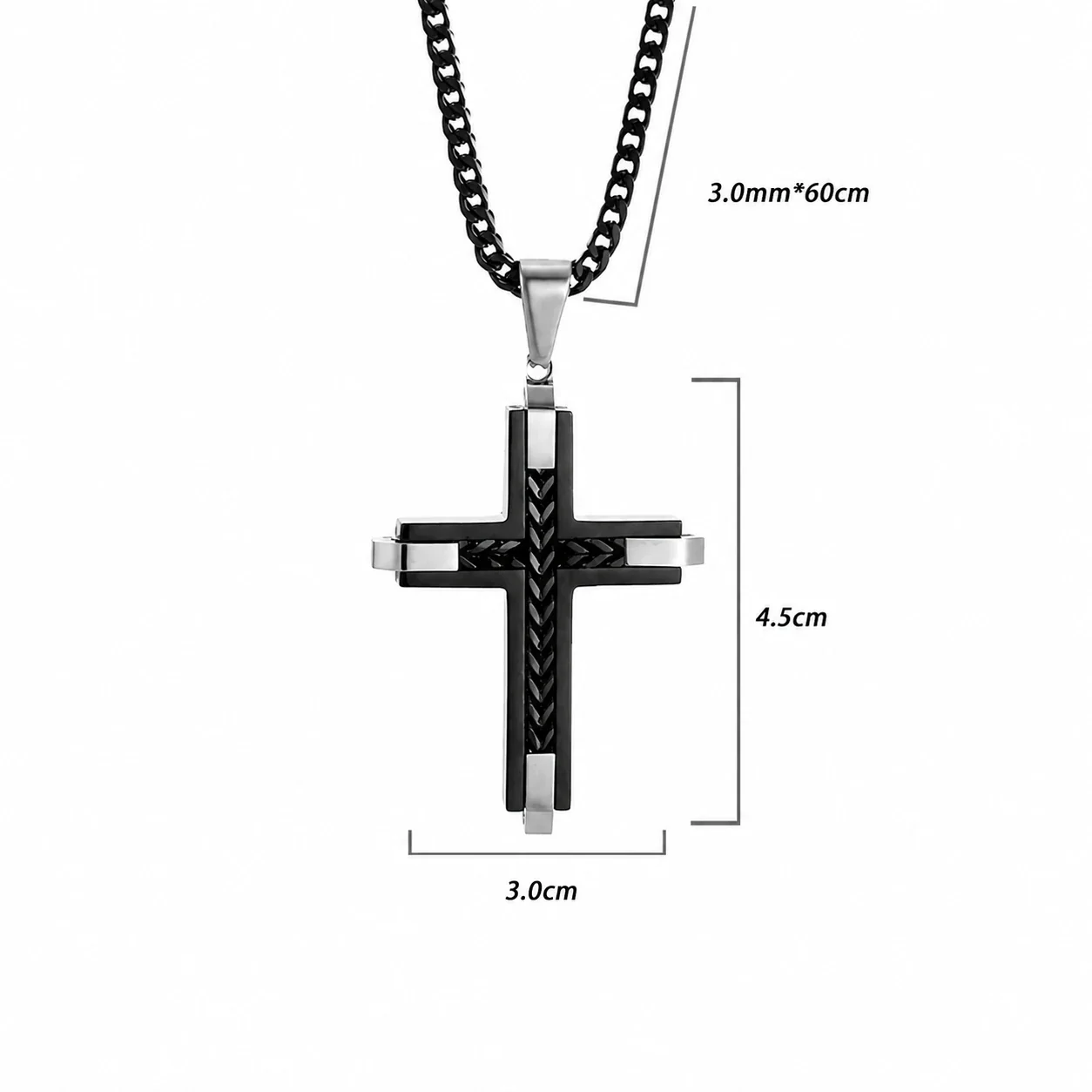Bold 316 Stainless Steel Cross Pendant Necklace