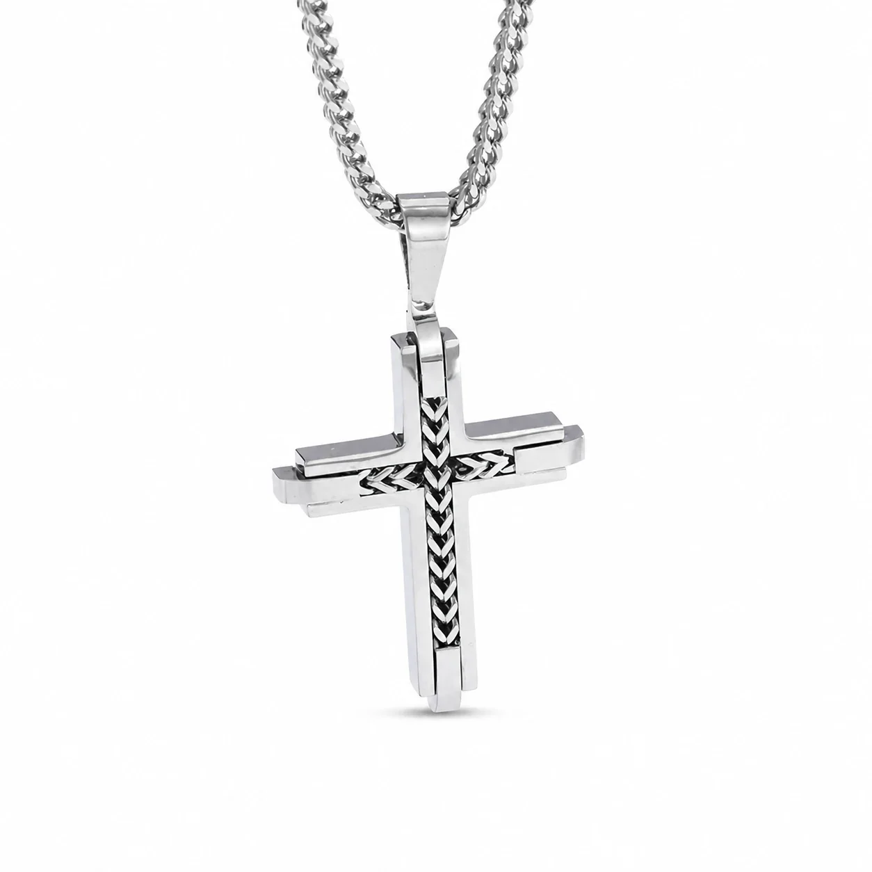 Bold 316 Stainless Steel Cross Pendant Necklace - Silver Cross