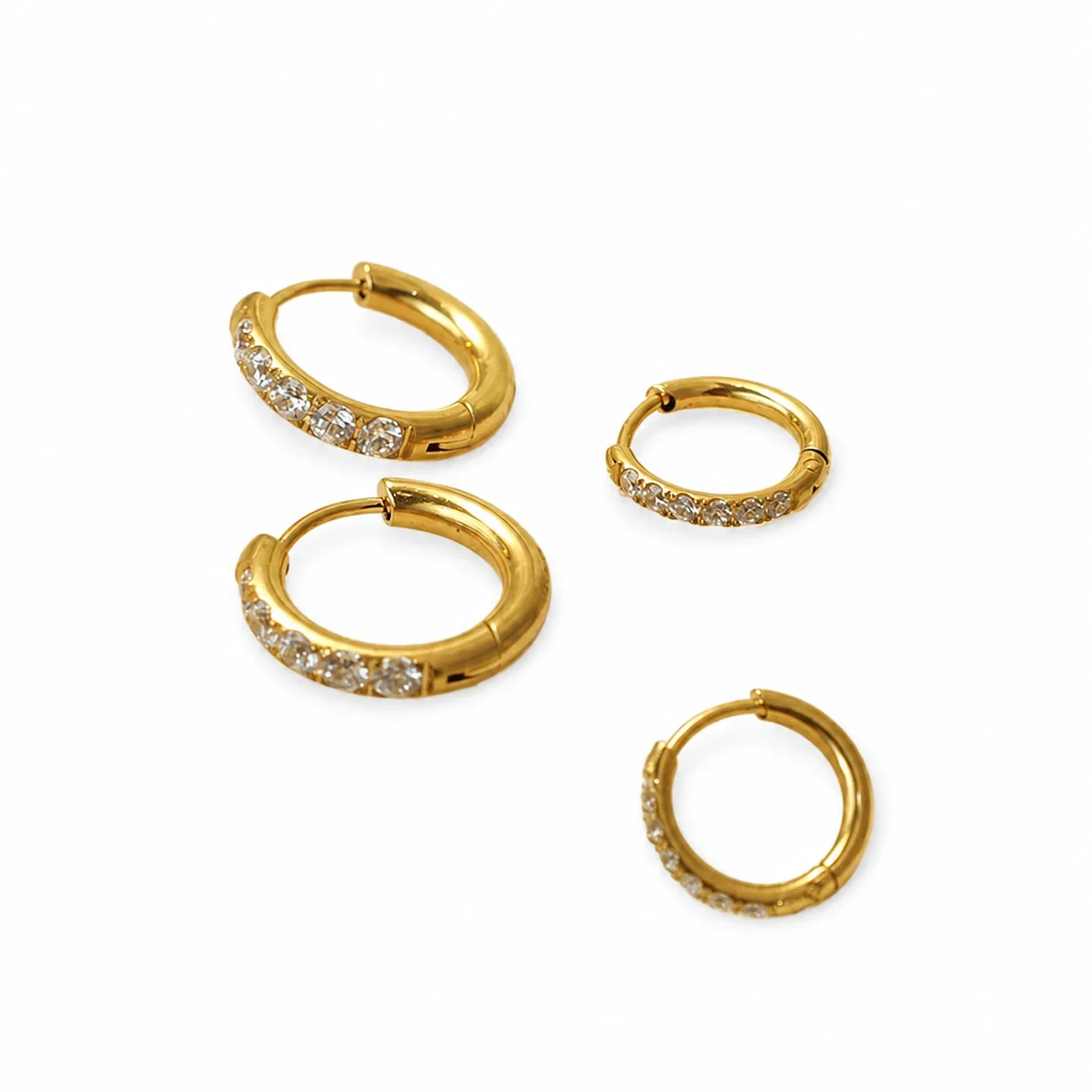 Polished Gold PVD Pavé Huggie Hoop Earrings