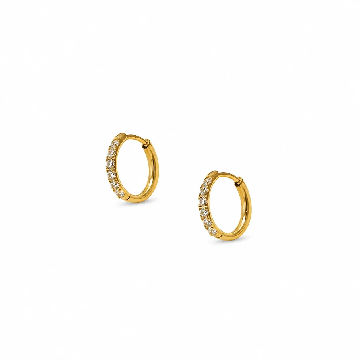 Polished Gold PVD Pavé Huggie Hoop Earrings