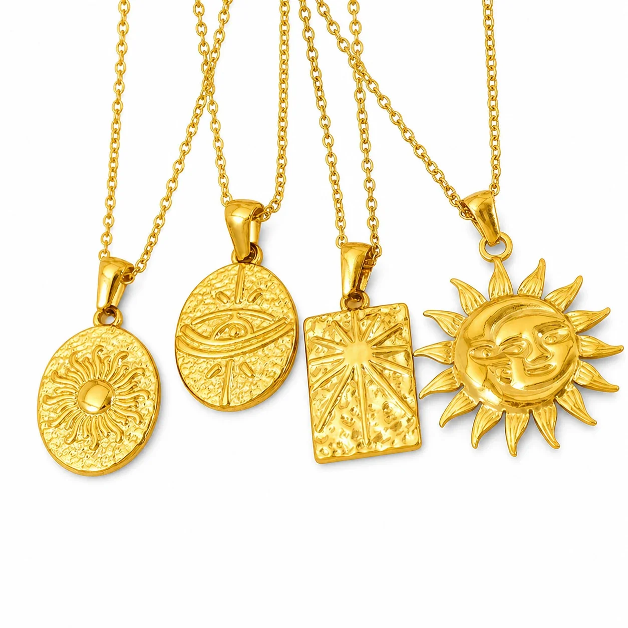 Radiant Gold-Plated Sun Motif Pendant Necklace