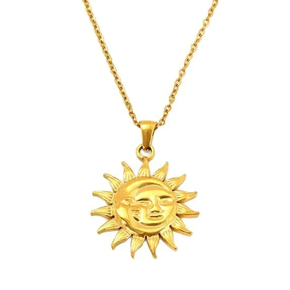 Radiant Gold-Plated Sun Motif Pendant Necklace