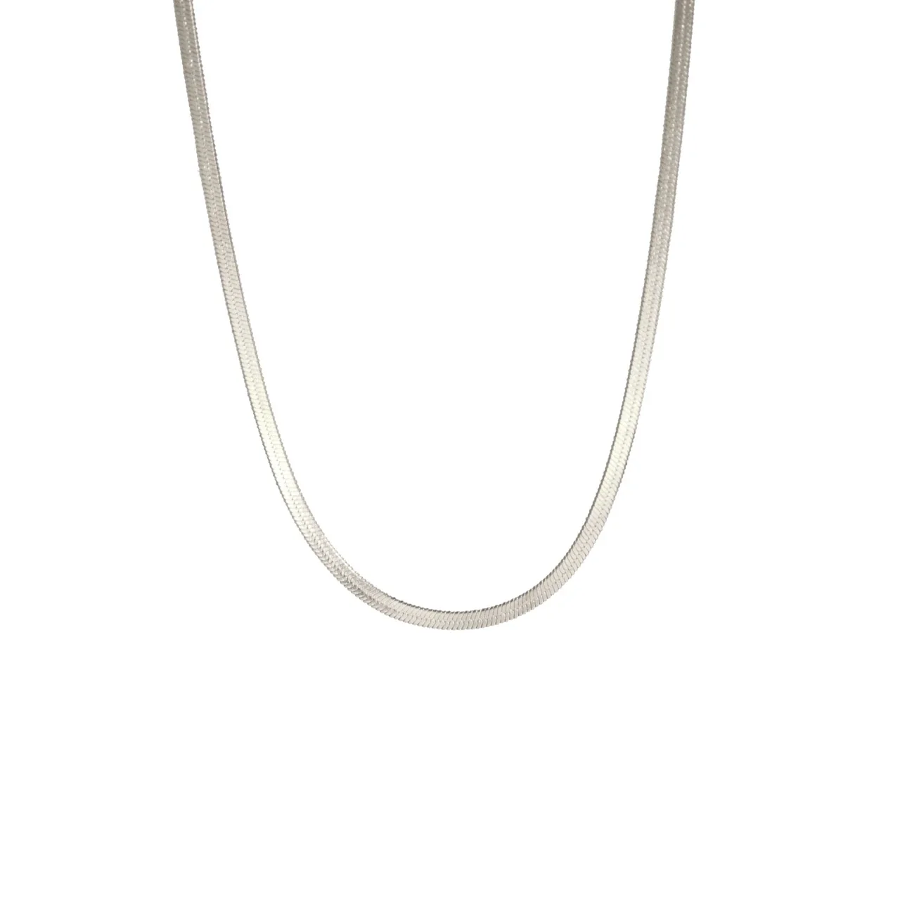 Sleek Stainless Steel Flat Snake Herringbone Chain Necklace