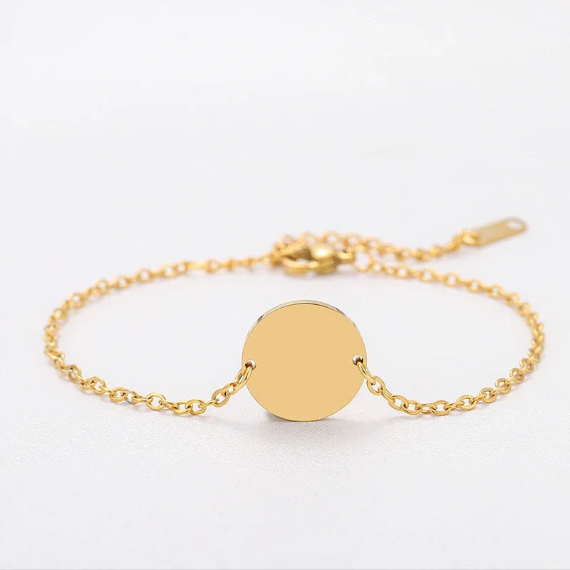 Bracelet with Blank Round Disc and Cable Chain