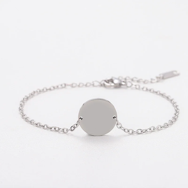 Bracelet with Blank Round Disc and Cable Chain