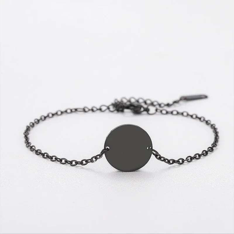 Bracelet with Blank Round Disc and Cable Chain