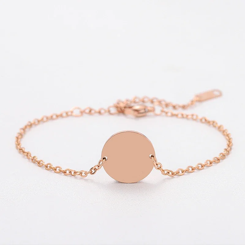 Bracelet with Blank Round Disc and Cable Chain