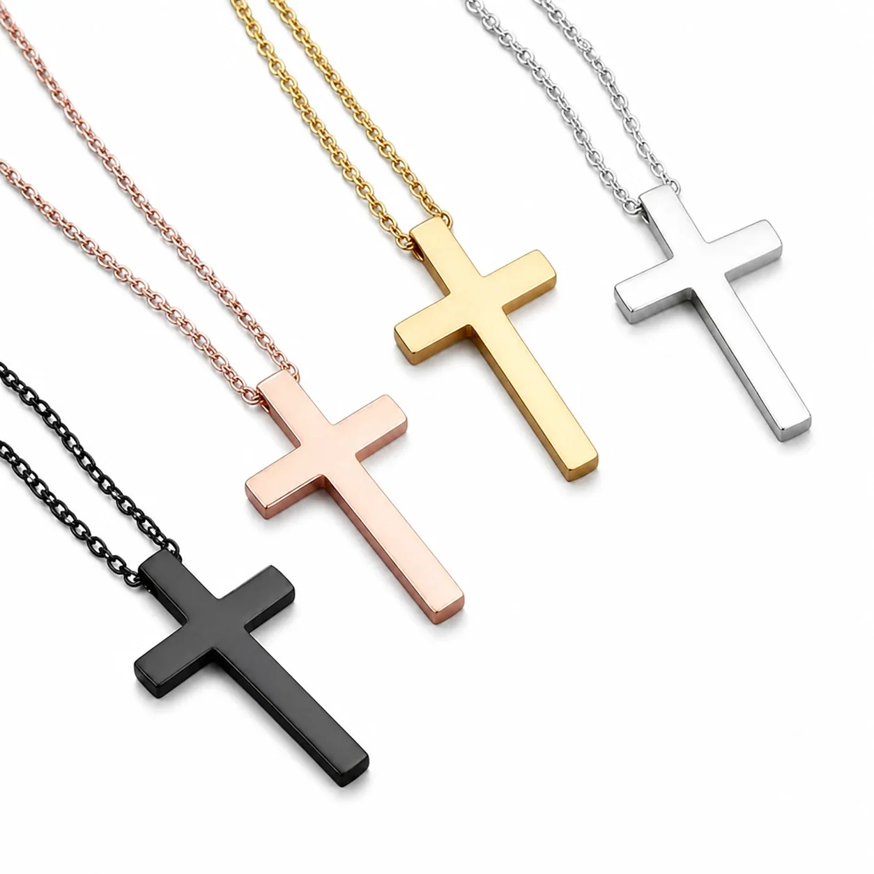 Foto prodotto: Ciondolo a Croce Lucida – Collana in Acciaio 316 con Catena Cable - PVD