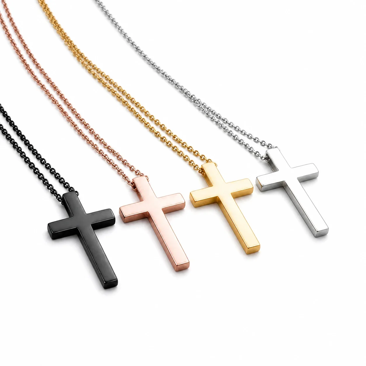 Foto prodotto: Ciondolo a Croce Lucida – Collana in Acciaio 316 con Catena Cable - PVD