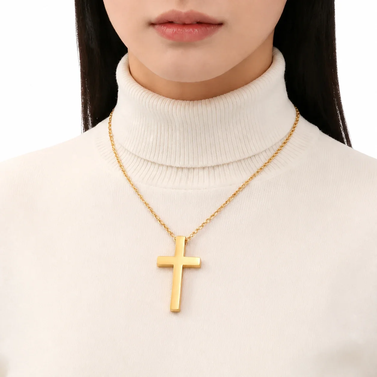 Foto prodotto: Ciondolo a Croce Lucida – Collana in Acciaio 316 con Catena Cable - PVD