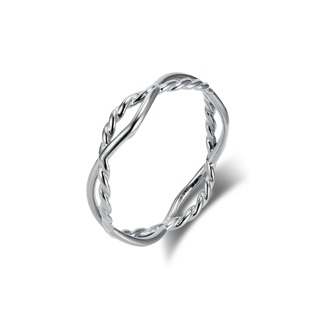 Refined Stainless Steel Twisted Double-Strand Ring
