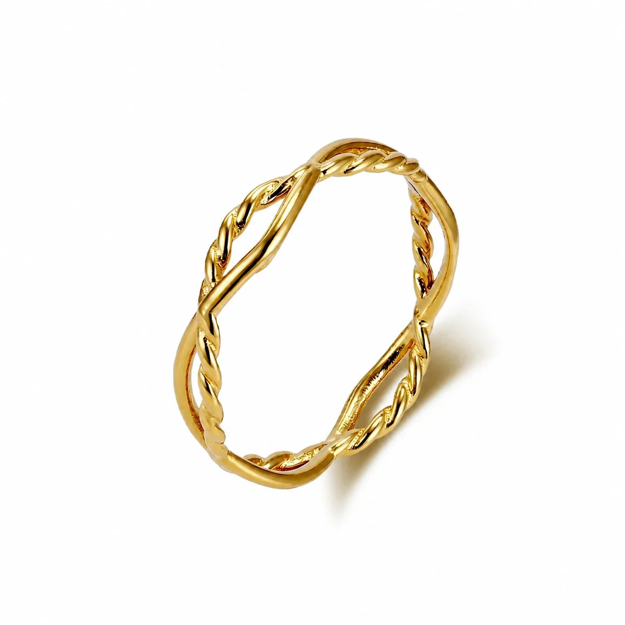 Refined Stainless Steel Twisted Double-Strand Ring