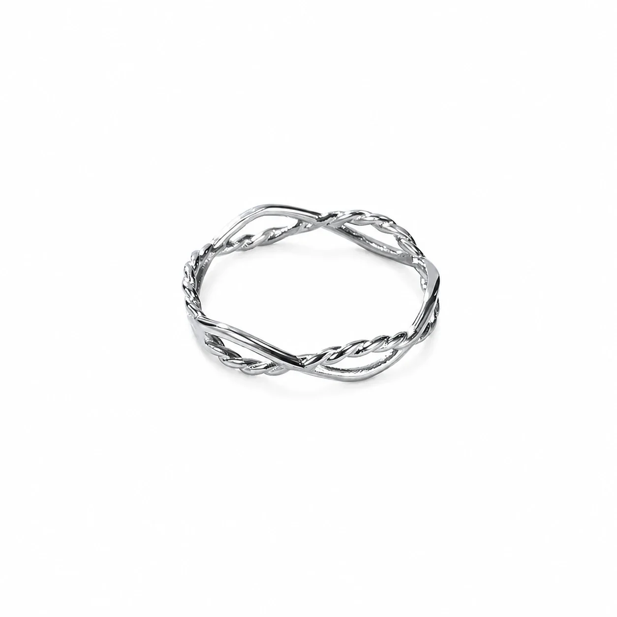 Refined Stainless Steel Twisted Double-Strand Ring