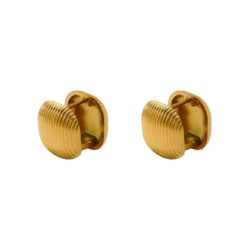 Sculptural Gold-Plated Ribbed Heart Hoop Earrings