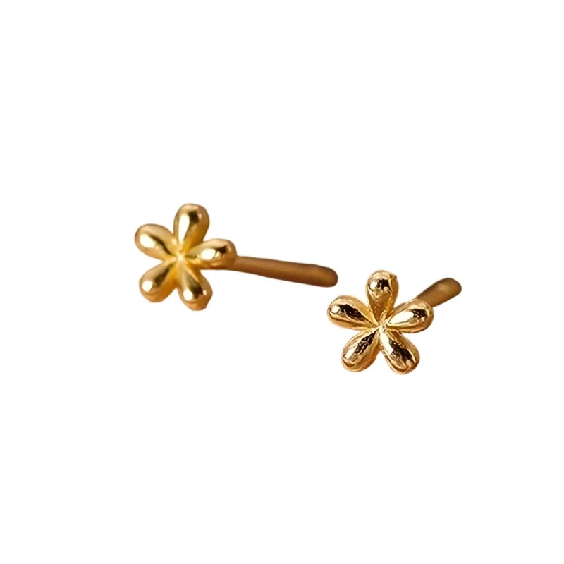 Petite Stainless Steel Five-Petal Flower Stud Earrings