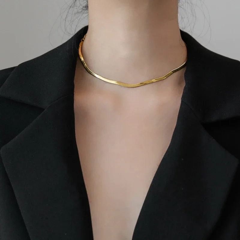 Slangenketting met hartvormig verlengstuk, verguld roestvrij staal productfoto