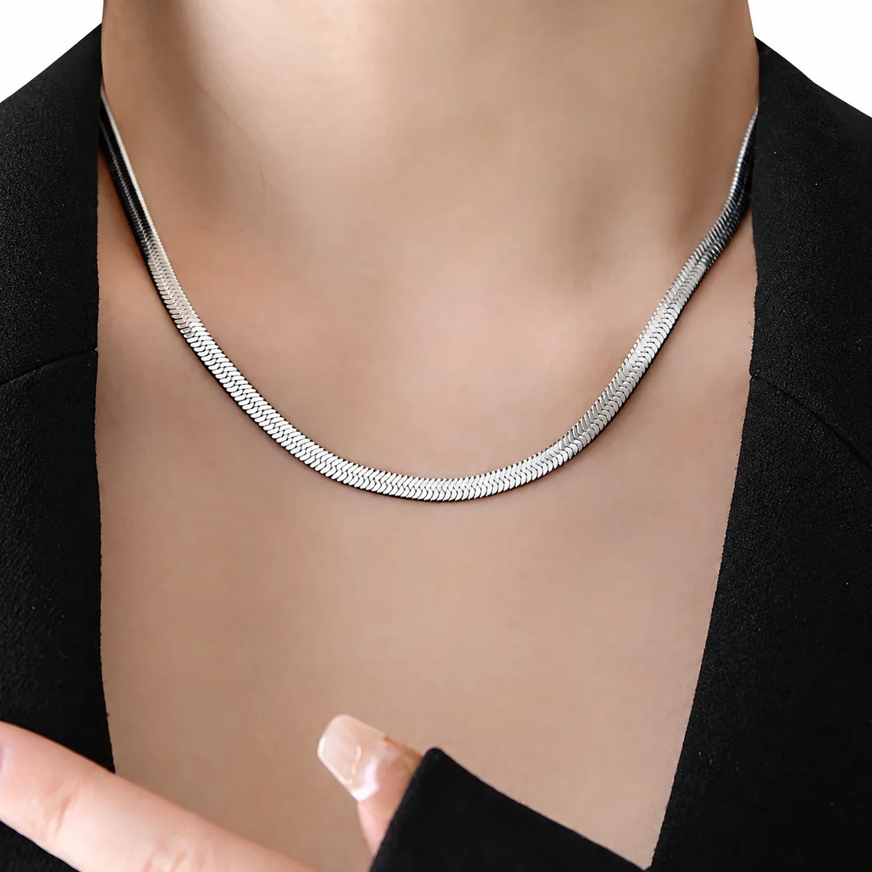 Slangenketting met hartvormig verlengstuk, verguld roestvrij staal productfoto