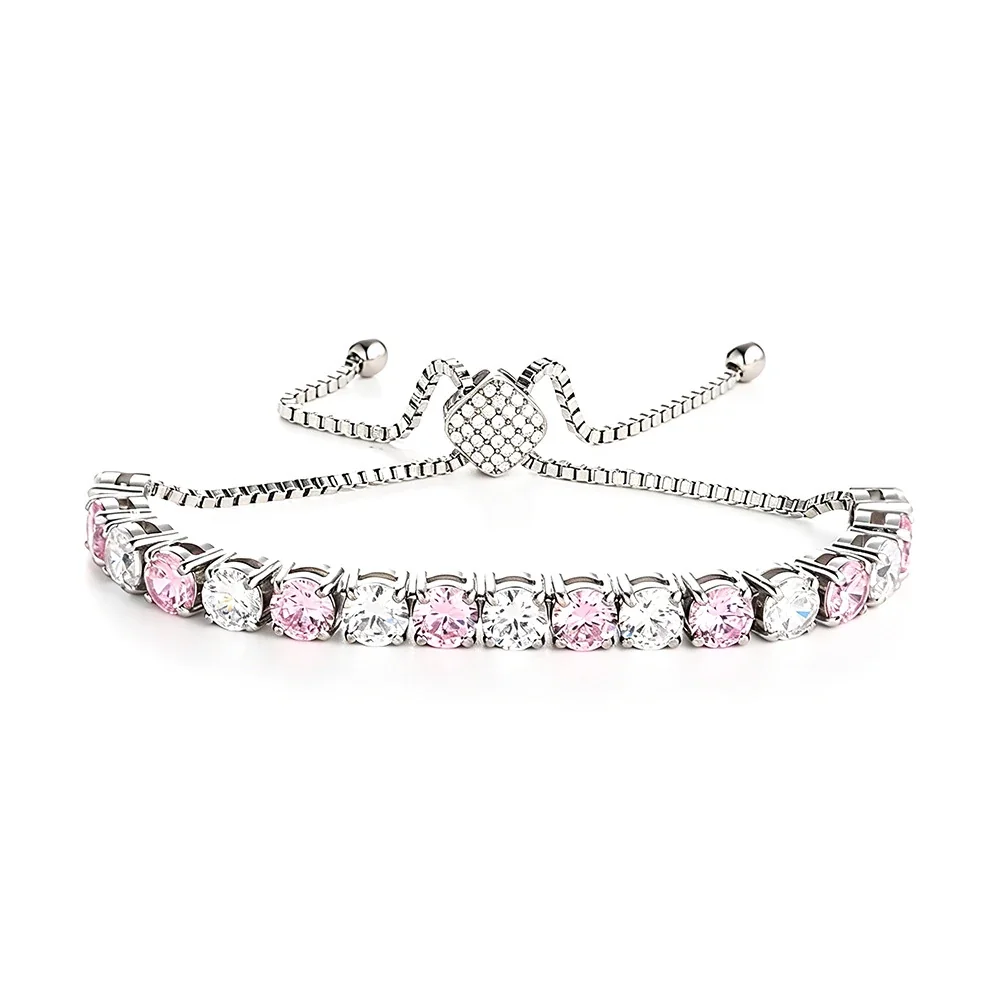 Refined 316 Stainless Steel CZ Heart Slider Bracelet