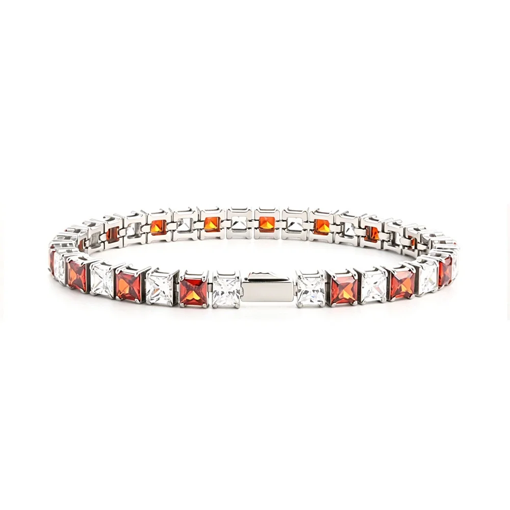 Graphic 316 Stainless Steel Square CZ Tennis Bracelet
