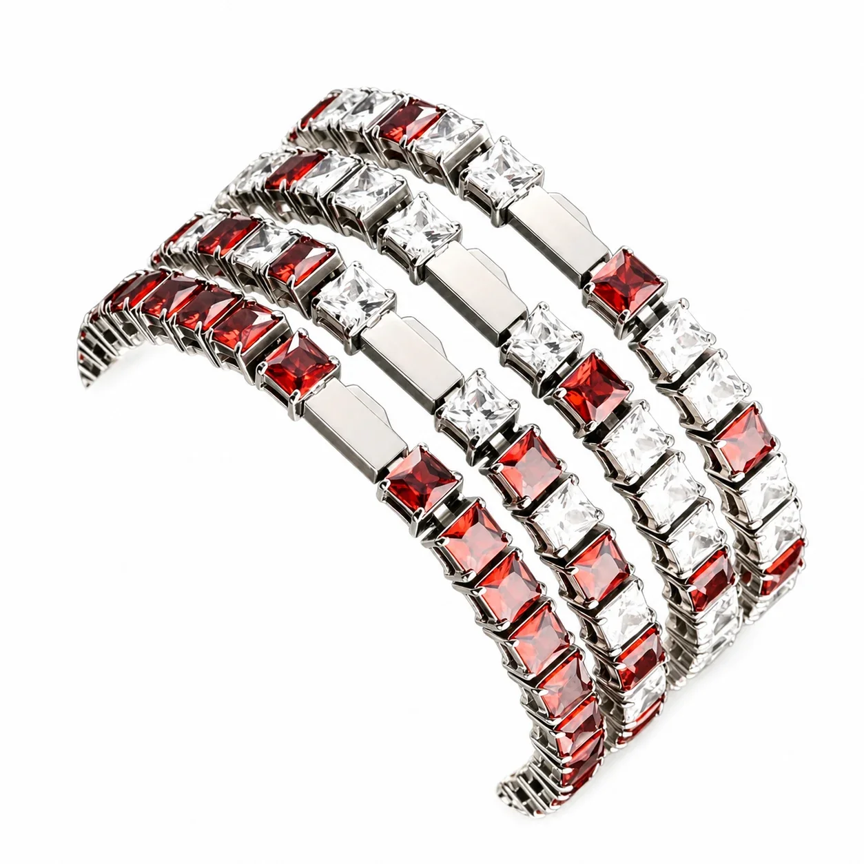 Graphic 316 Stainless Steel Square CZ Tennis Bracelet