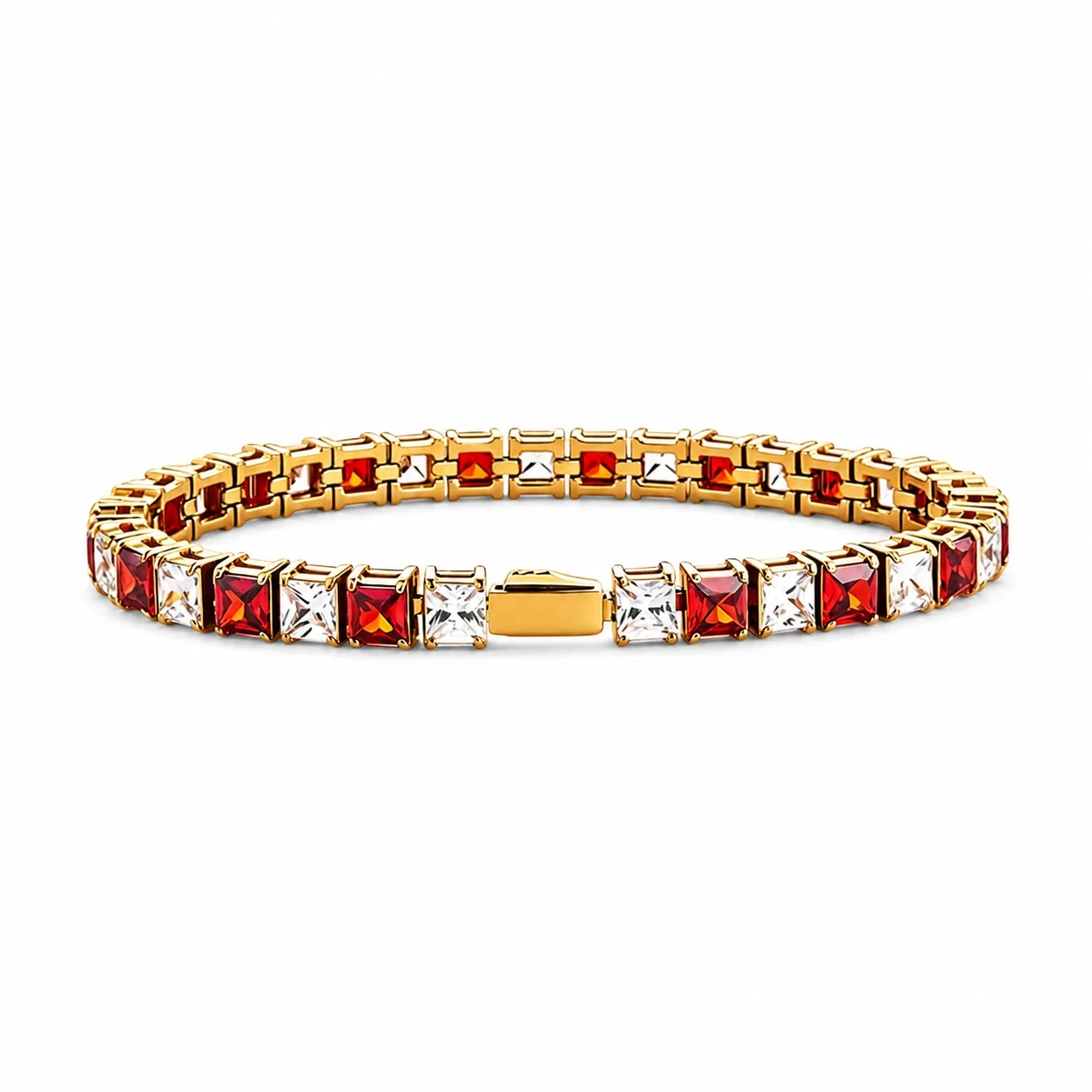 Graphic 316 Stainless Steel Square CZ Tennis Bracelet