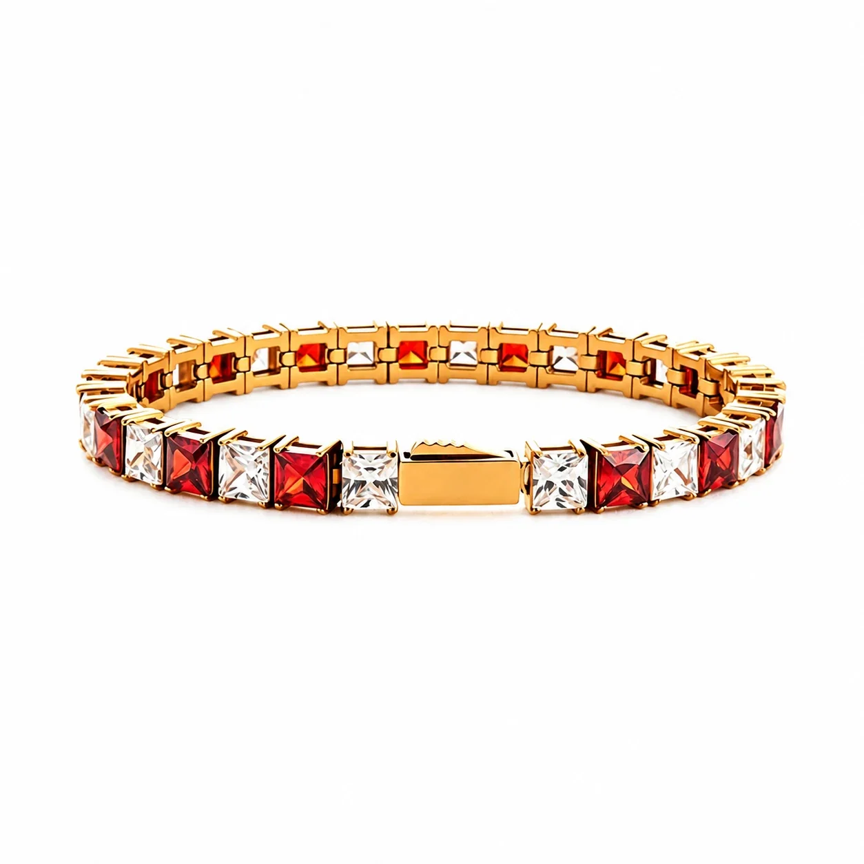 Graphic 316 Stainless Steel Square CZ Tennis Bracelet