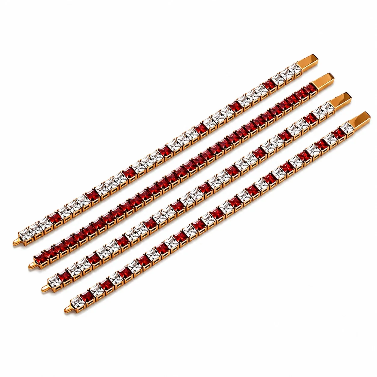 Graphic 316 Stainless Steel Square CZ Tennis Bracelet
