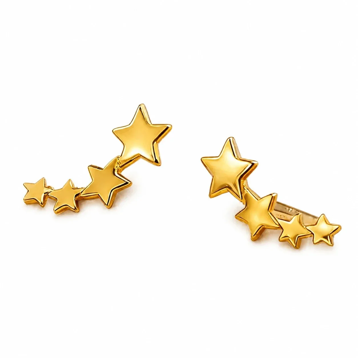 Climber Stud Earrings Curved Five-Star 316 Stainless Steel Gold PVD
