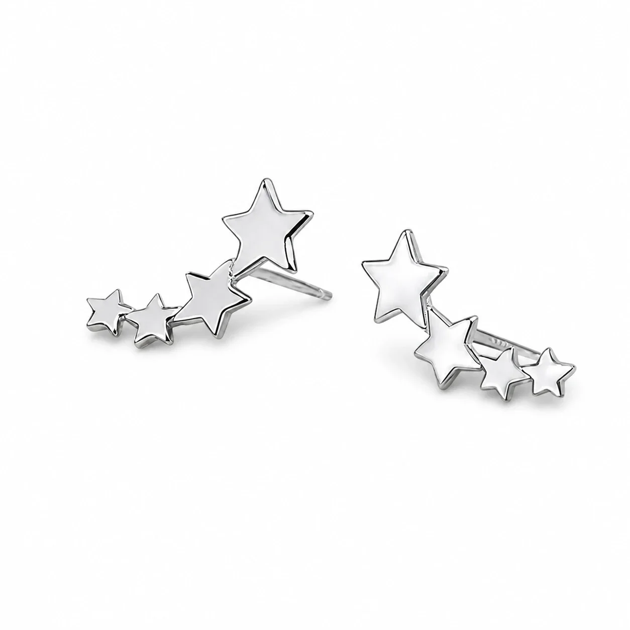 Produktfoto: Gebogene Fünf-Sterne Climber-Ohrstecker aus 316 Edelstahl mit Gold-PVD