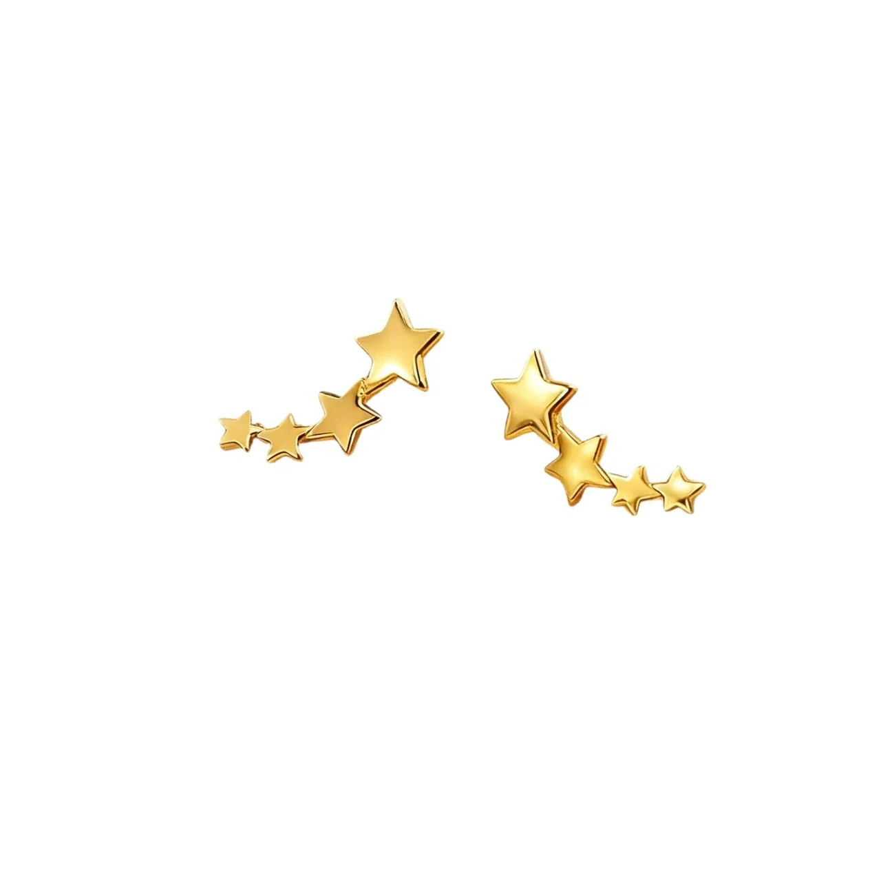 Produktfoto: Gebogene Fünf-Sterne Climber-Ohrstecker aus 316 Edelstahl mit Gold-PVD