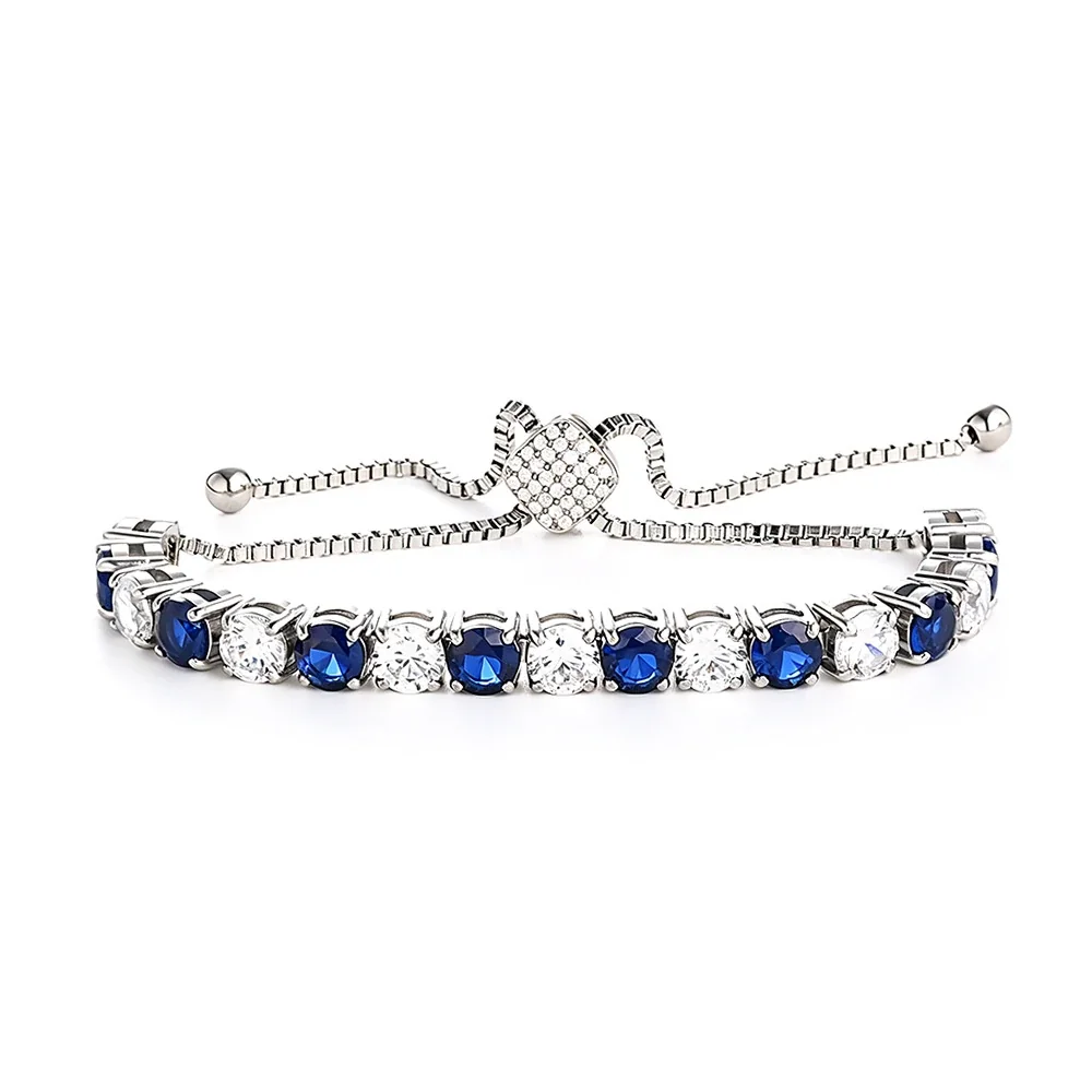 Refined 316 Stainless Steel Blue CZ Tennis Bracelet