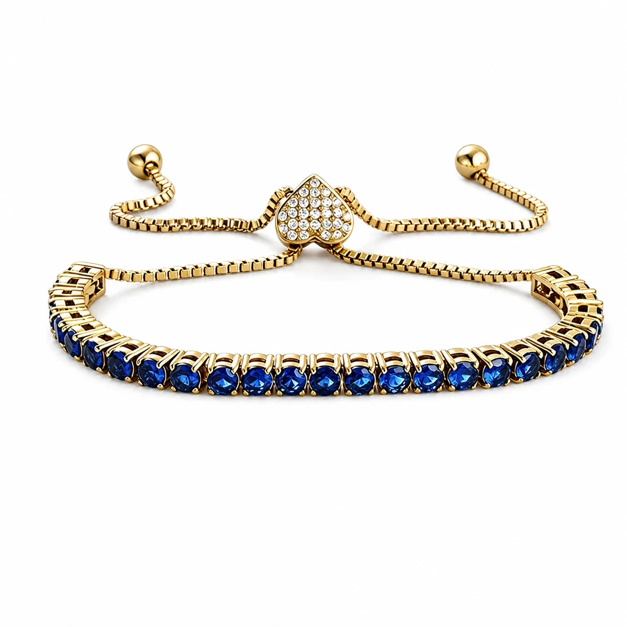 Refined 316 Stainless Steel Blue CZ Tennis Bracelet