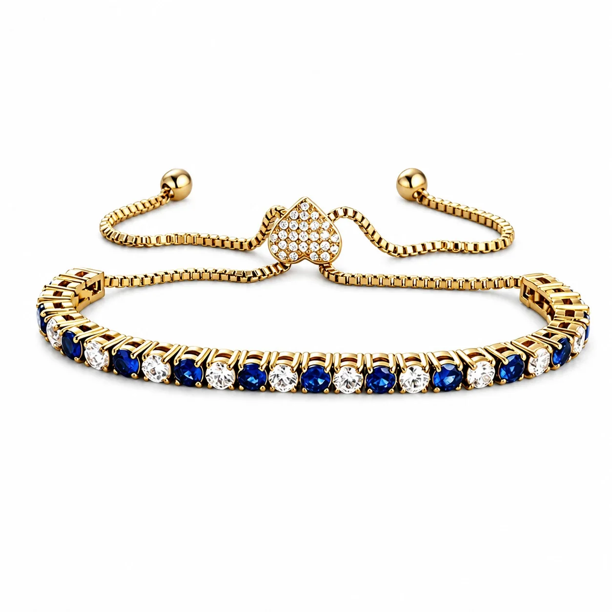 Refined 316 Stainless Steel Blue CZ Tennis Bracelet