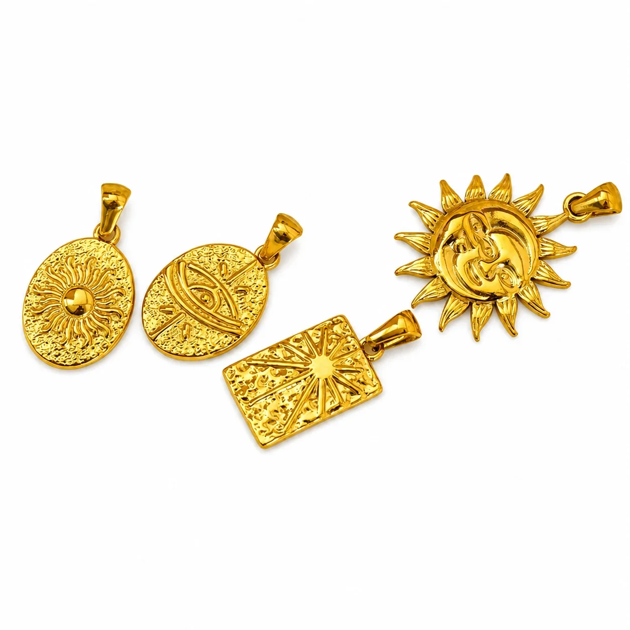 Gilded Stainless Steel Tarot Sun Pendant Necklace