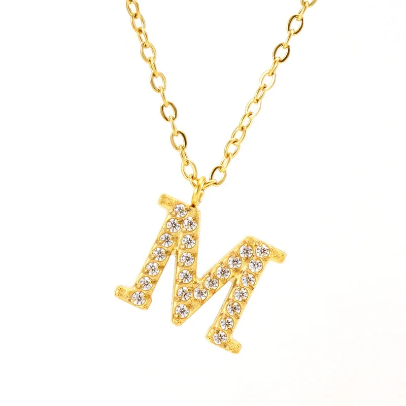 Sparkling Gold PVD Pavé Initial Pendant Necklace