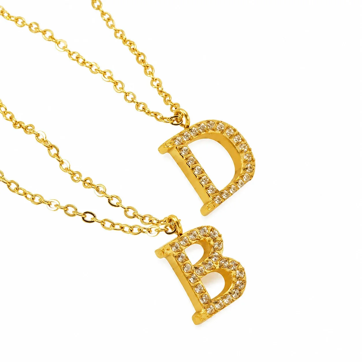Sparkling Gold PVD Pavé Initial Pendant Necklace