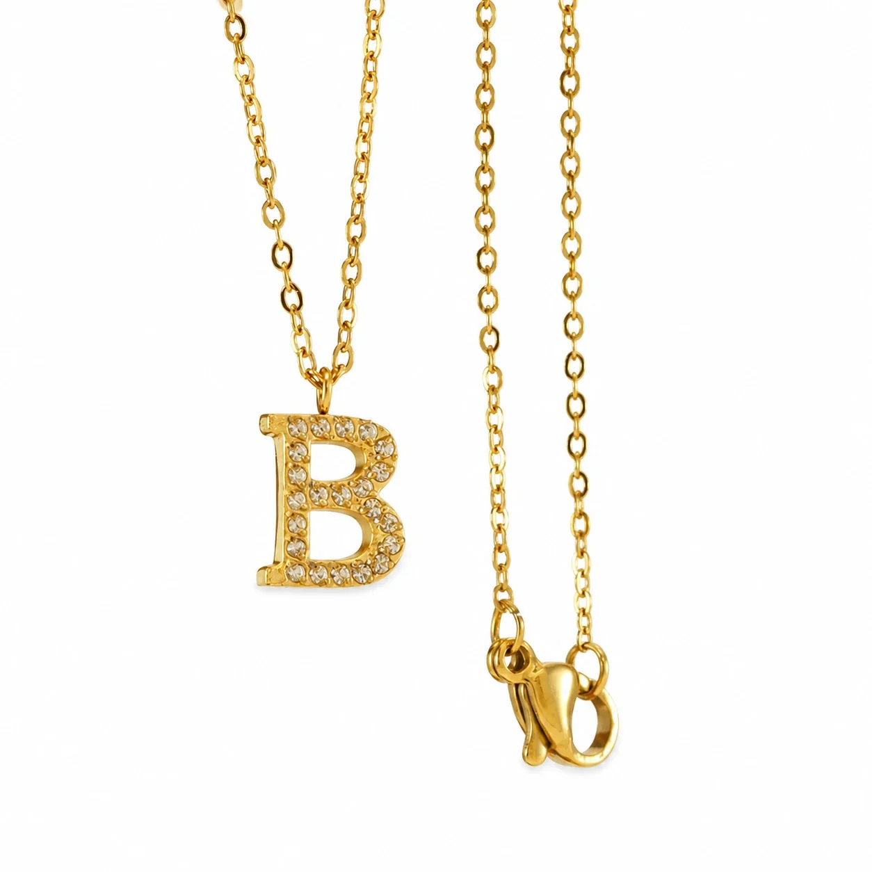 Sparkling Gold PVD Pavé Initial Pendant Necklace