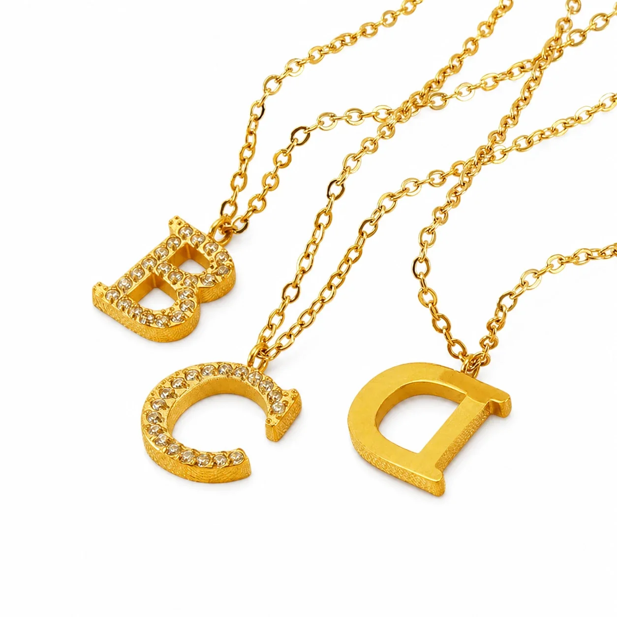 Sparkling Gold PVD Pavé Initial Pendant Necklace