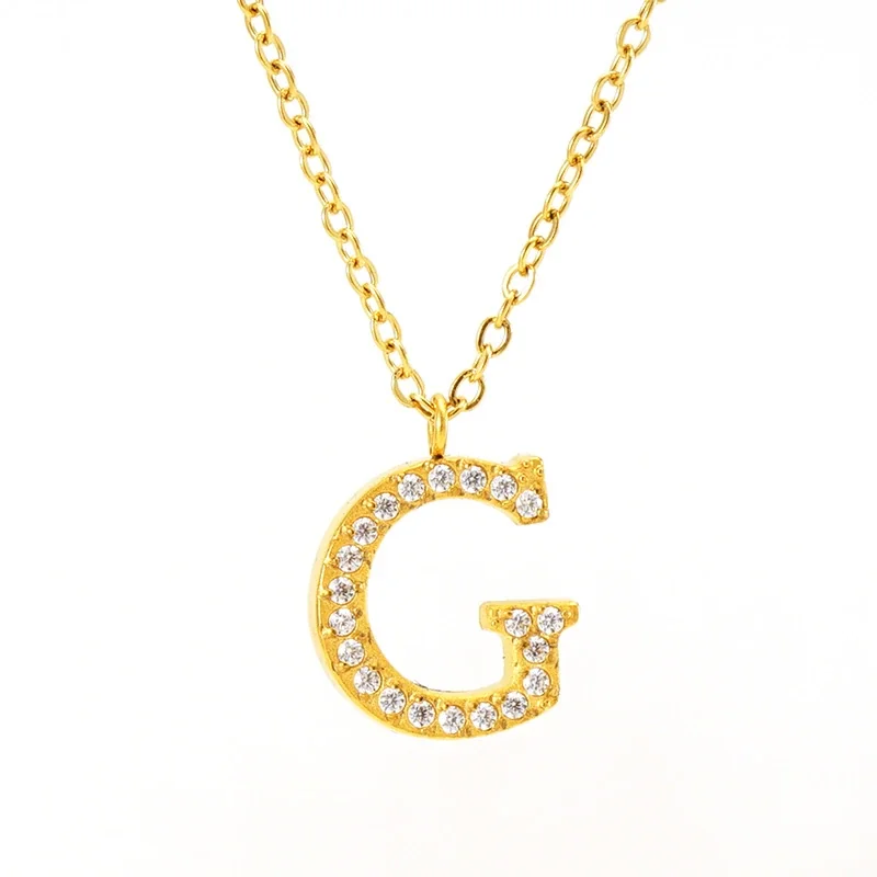 Sparkling Gold PVD Pavé Initial Pendant Necklace - Letter G