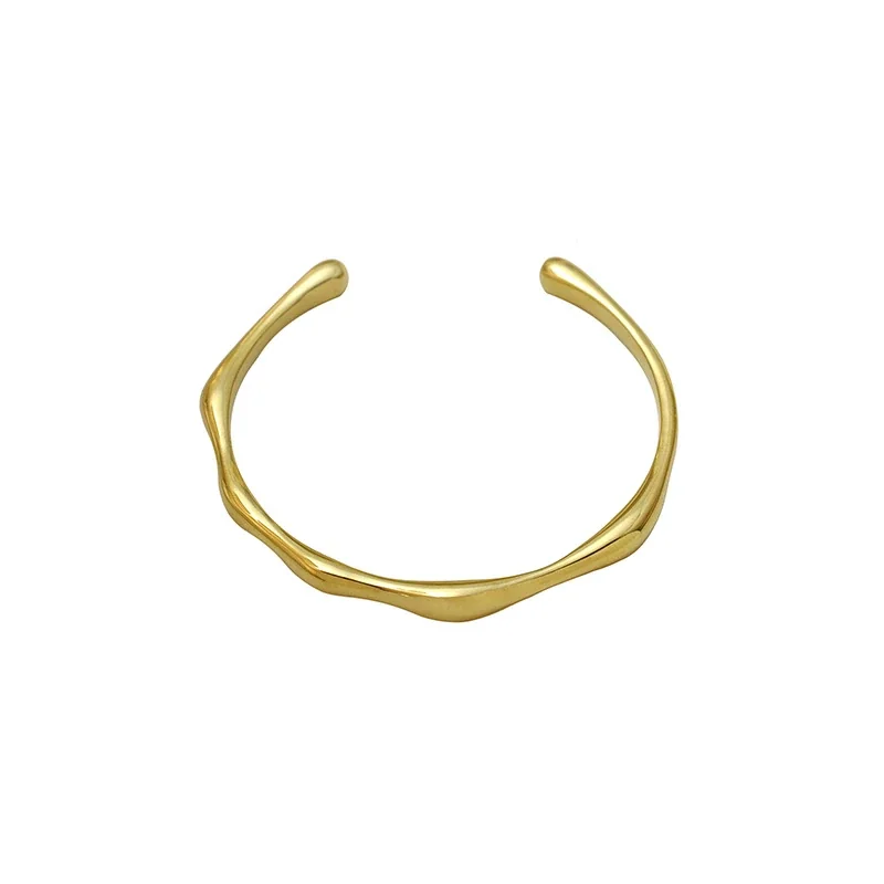 Sculptural Gold-Plated Mobius Open Cuff Bracelet