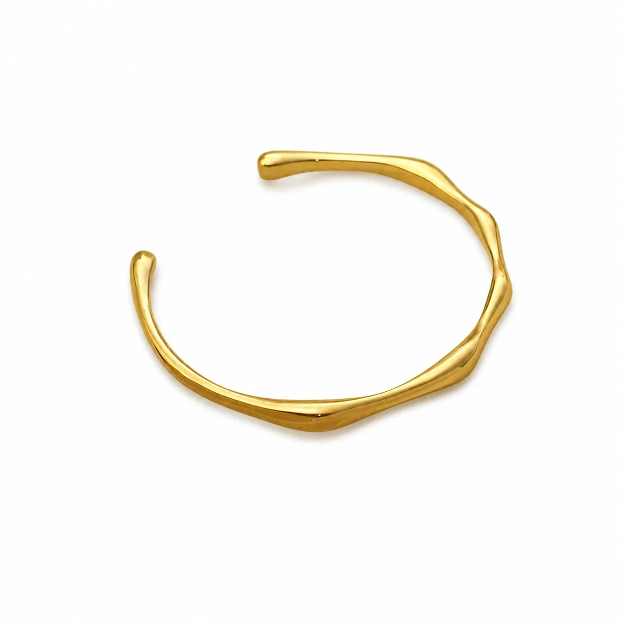 Sculptural Gold-Plated Mobius Open Cuff Bracelet