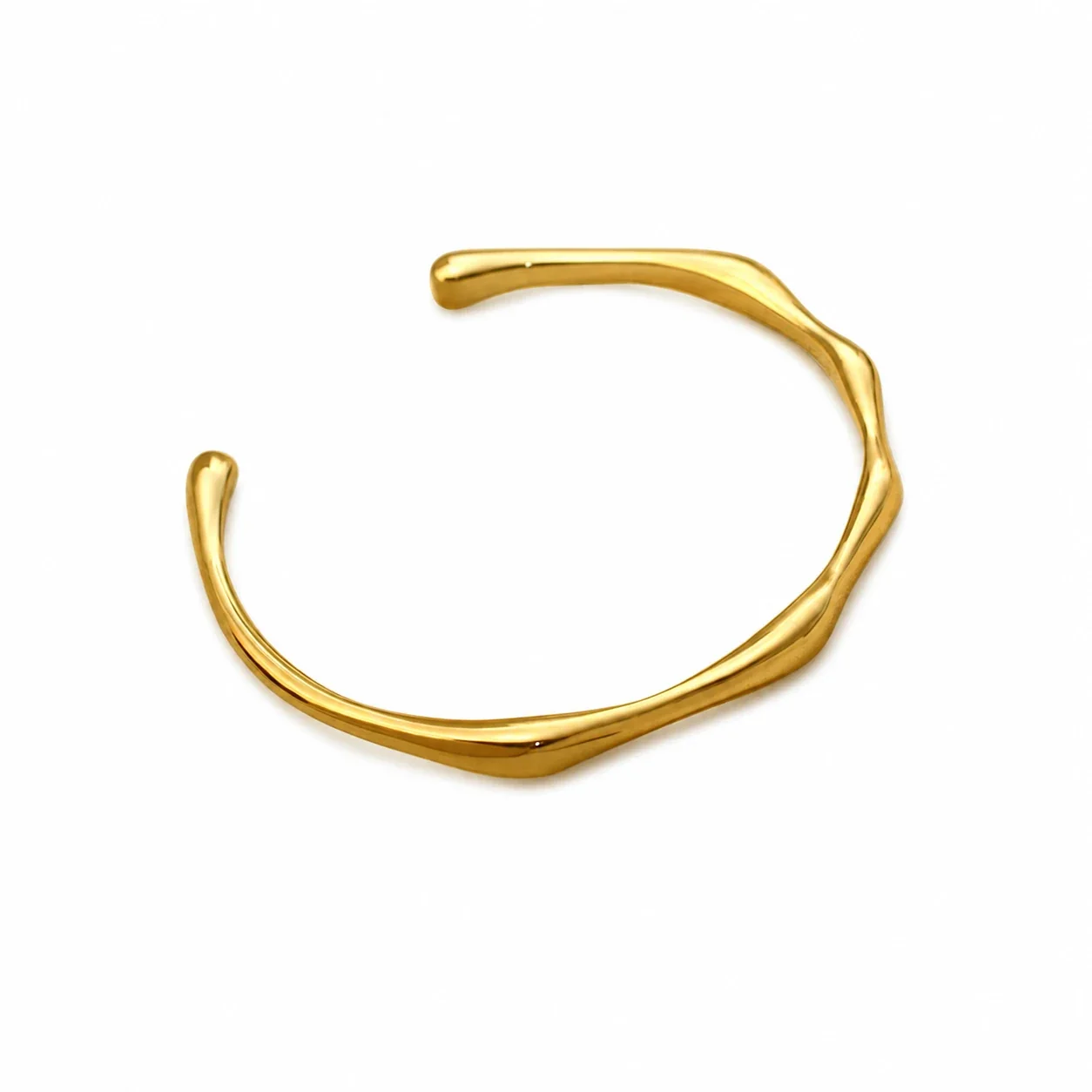 Sculptural Gold-Plated Mobius Open Cuff Bracelet