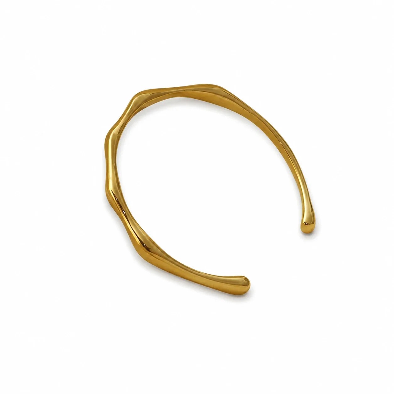 Sculptural Gold-Plated Mobius Open Cuff Bracelet