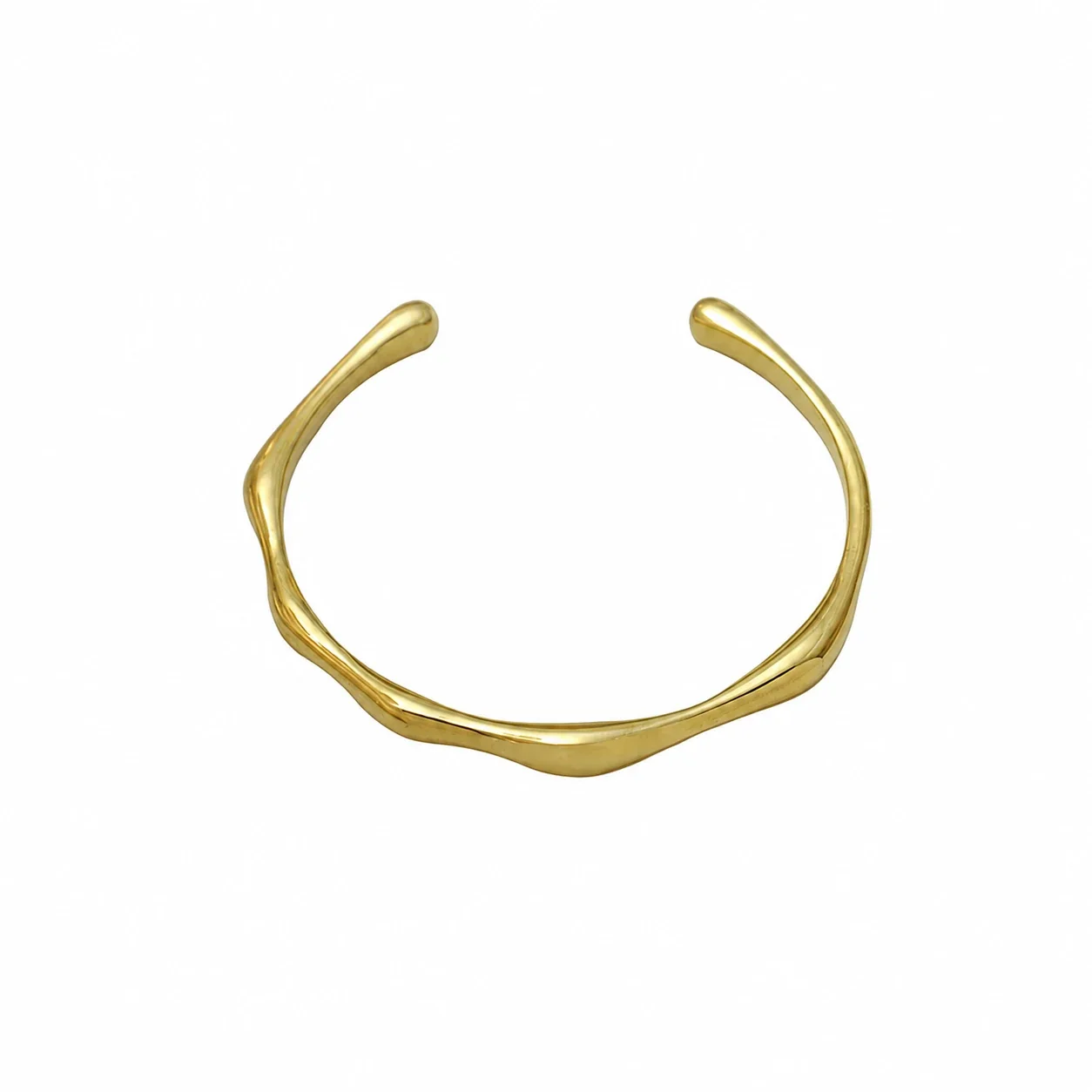 Sculptural Gold-Plated Mobius Open Cuff Bracelet