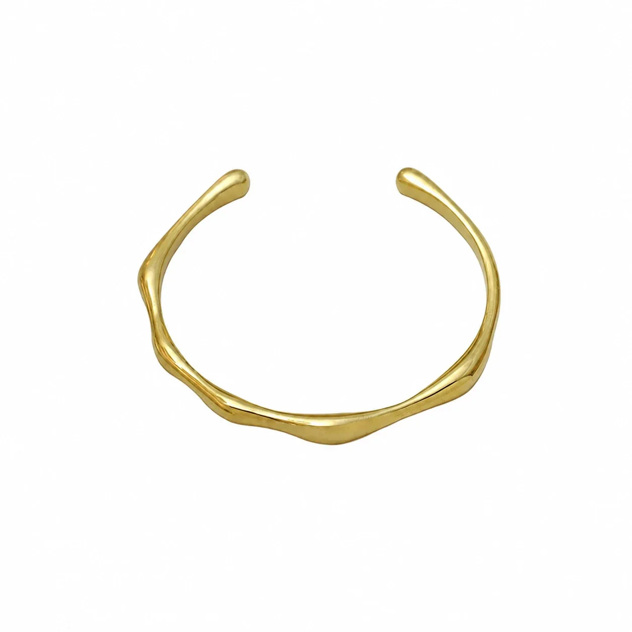 Sculptural Gold-Plated Mobius Open Cuff Bracelet - Gold