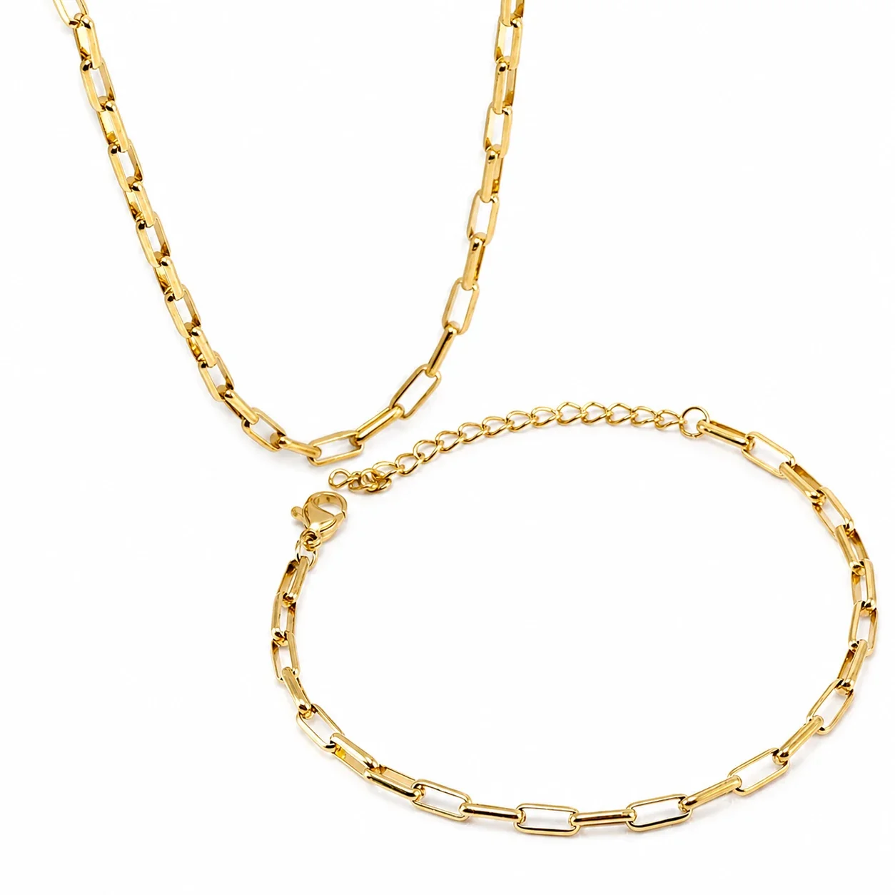 Refined Gold PVD Paperclip Link Lobster Clasp Chain Necklace
