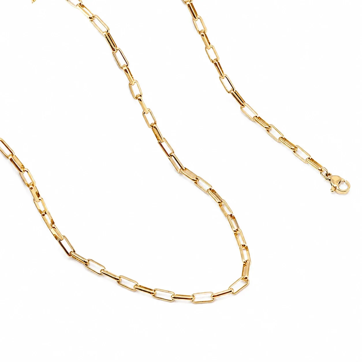 Refined Gold PVD Paperclip Link Lobster Clasp Chain Necklace
