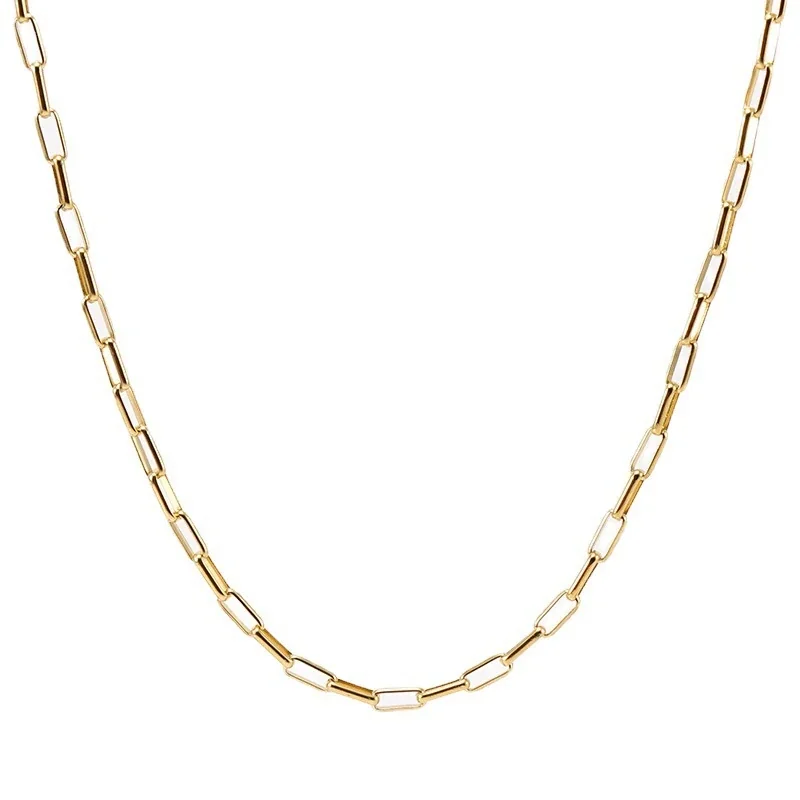 Refined Gold PVD Paperclip Link Lobster Clasp Chain Necklace