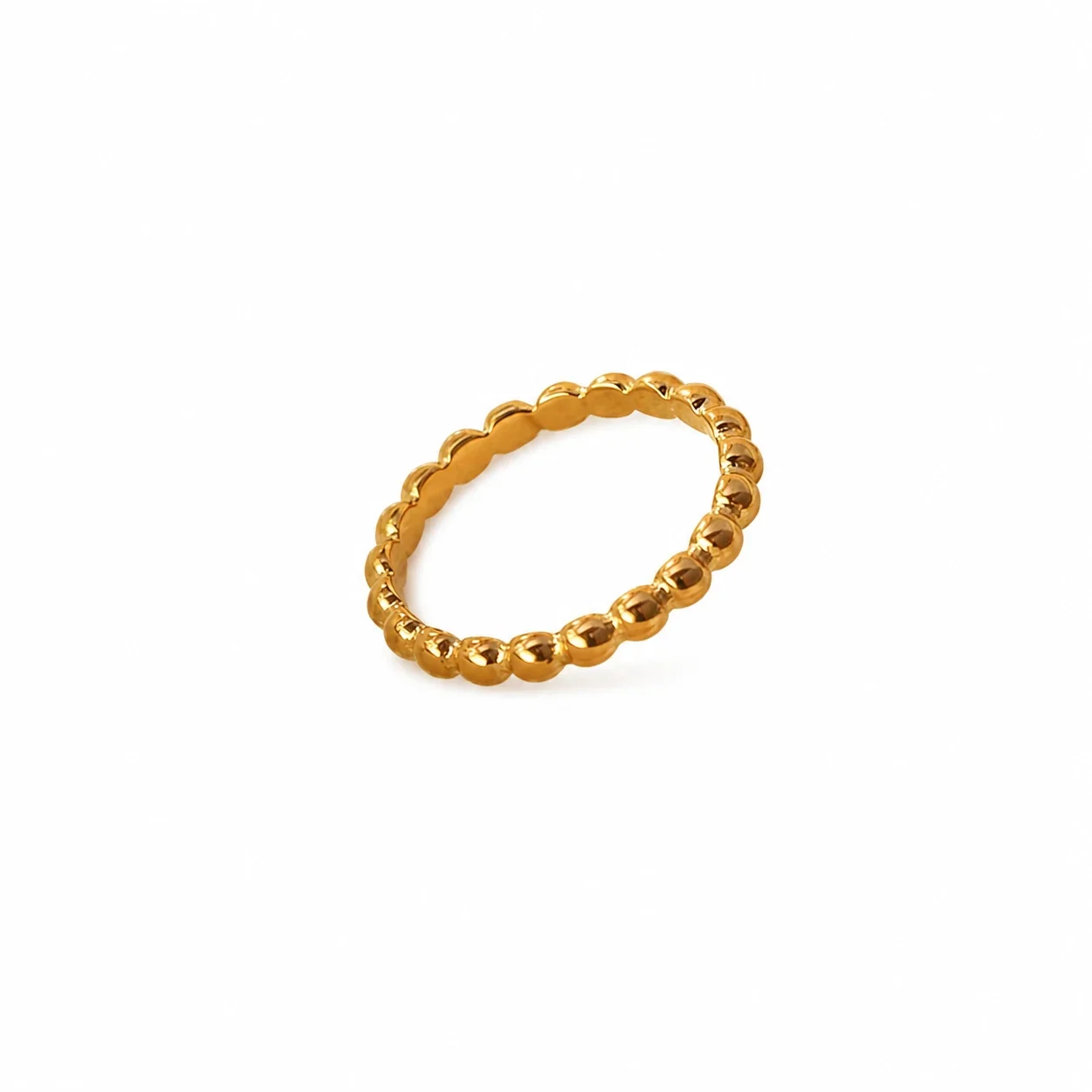 Polished 316 Stainless Steel Bead-Texture Stacking Ring